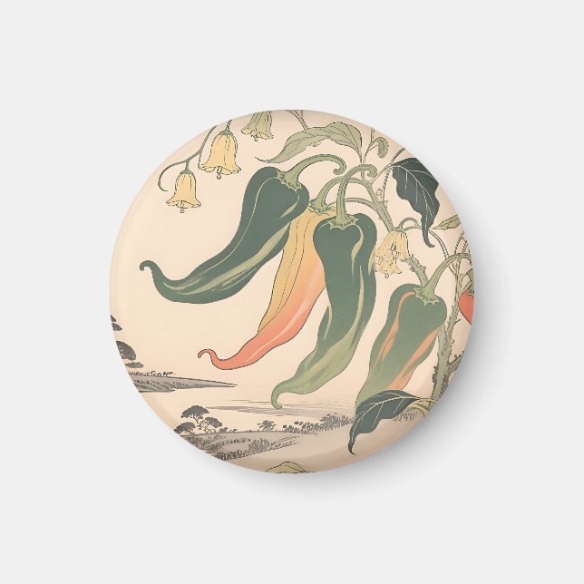 Vintageillustration av chilipeppar magnet (Framsidan)