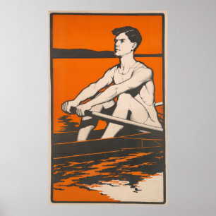 Vintageillustration av en besättning Idrottsman Poster