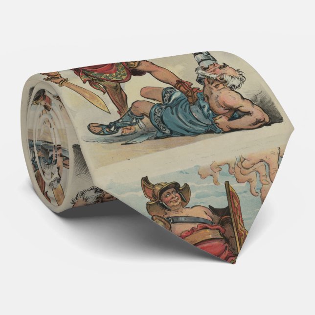 Vintageillustration av ett Gladiatorslagsmål Slips (Rullad)