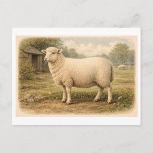 Vintageillustration av får vykort