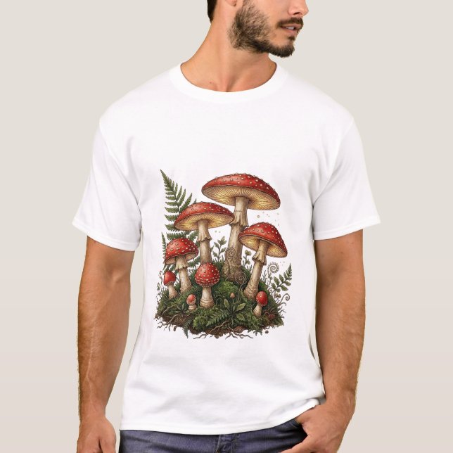 Vintageillustration av flugsvamp t shirt (Framsida)