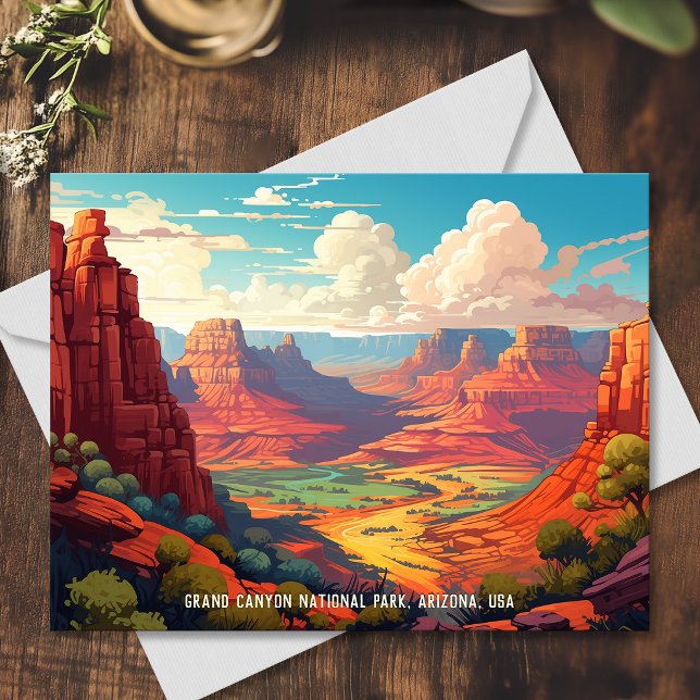Vintageillustration av Grand Canyon National Park Vykort (Vintage illustration of Grand Canyon National Park Postcard)
