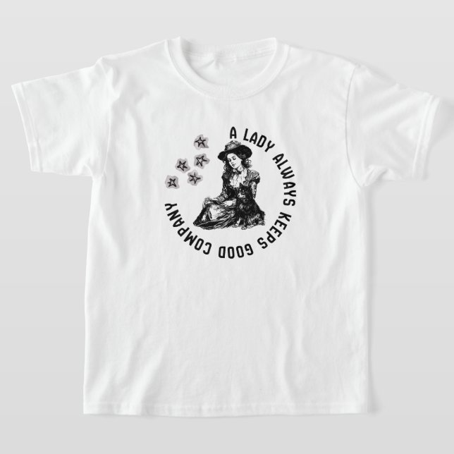Vintageillustration av häxa och hund  t shirt (Laydown)