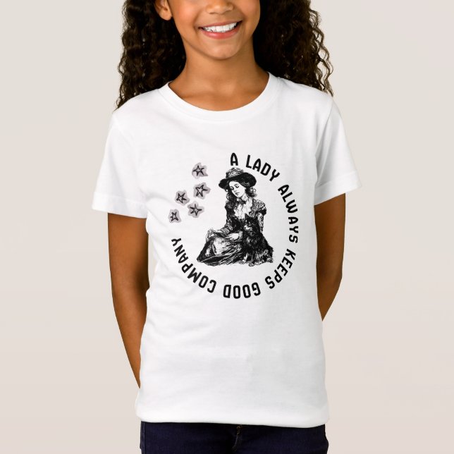 Vintageillustration av häxa och hund  t shirt (Framsida)
