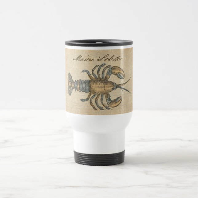 Vintageillustration av hummer: Coastal Damask  Resemugg (Center)