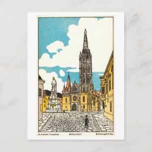 Vintageillustration av Krönungskirche i Budapest Vykort