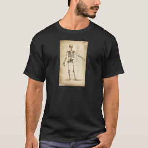 Vintageillustration av människaskelett tee shirt