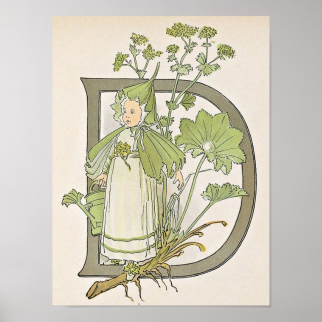 Vintageillustration av Ottilia Adelborg Affisch (Framsidan)