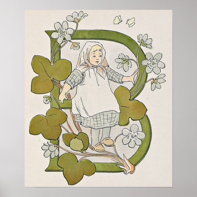 Vintageillustration av Ottilia Adelborg Affisch (Framsidan)