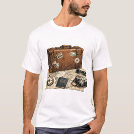 Vintageillustration av resesaker t shirt