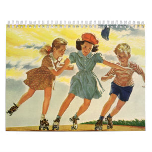 Vintageillustration Barn Kalender