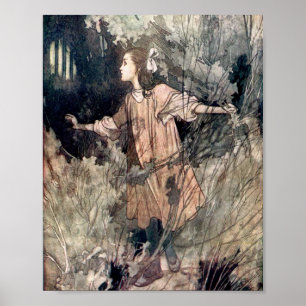 Vintageillustration Den hemliga trädgården Poster