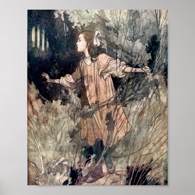 Vintageillustration Den hemliga trädgården  Poster (Framsidan)