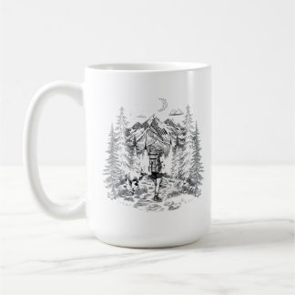 vintageillustration för vandring kaffemugg