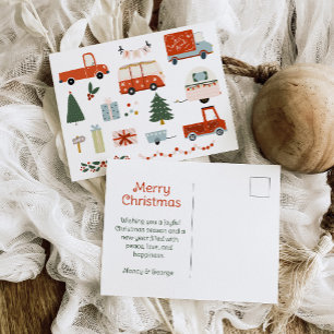 Vintageillustration God Jul Semester Vykort