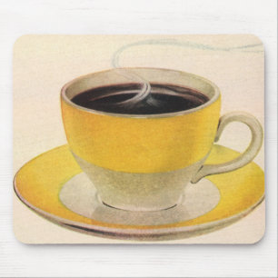 Vintageillustration Kaffe i en gul kopp Musmatta