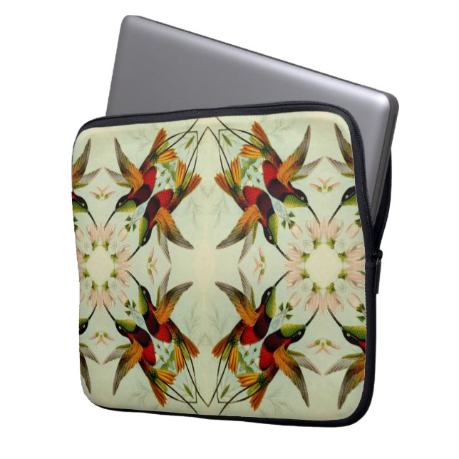 Vintageillustration Kolibrier och blommor Laptop Fodral (Framsidan Vänster)
