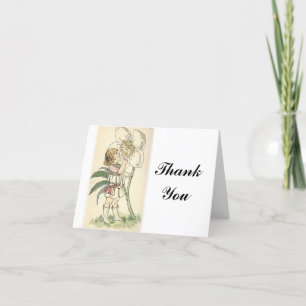Vintageillustration med blommor Barn Vinterros Tack Kort