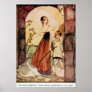 Vintageillustration Rie Cramer Grimm's saga Poster