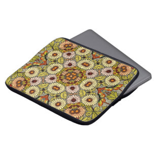 Vintageillustrationen blommar fjärilsmönster laptop fodral