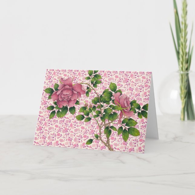 Vintageillustrerade rosor Rosblomma Konst Anteckni Kort (Framsida)