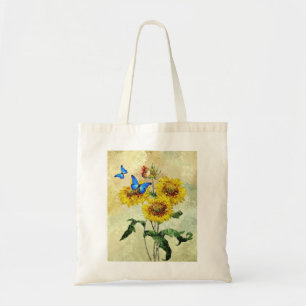 VintageImpressionistsolrosor och fjärilar Tygkasse