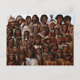 Vintageindianstammar och bemannar bilden vykort