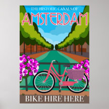 Vintageinspirerad Amsterdam-resaaffisch