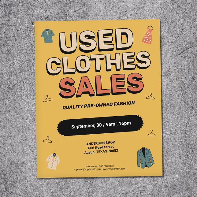 Vintageinspirerad - Begagnade Kläder Försäljning Flygblad (Vintage-Style - Used Clothes Sales Flyer)
