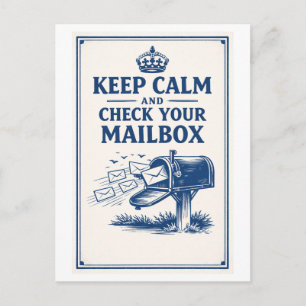 Vintageinspirerad brevlåda med texten "Keep Calm" Vykort