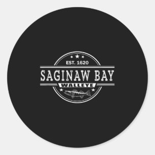 Vintageinspirerad gäddfiske Saginaw Bay Runt Klistermärke