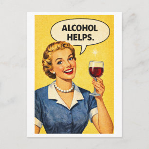 Vintageinspirerad hemmafru från 1950-talet "Alkoho Vykort