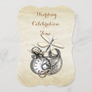 Vintageinspirerad Steam Punk Bröllopstema Inbjudningar