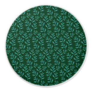 Vintageinspirerat blått botaniskt mönster keramik knopp