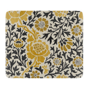 Vintageinspirerat gult och svart blommönster