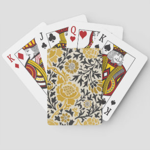 Vintageinspirerat gult och svart blommönster casinokort