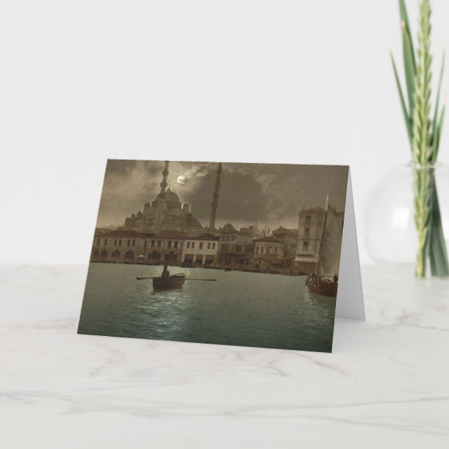 VintageIstanbul cityscape med extraknäcker Kort (Framsida)