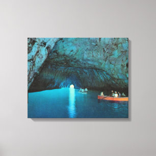 Vintageitalien, Capri, blåttGrotto Canvastryck