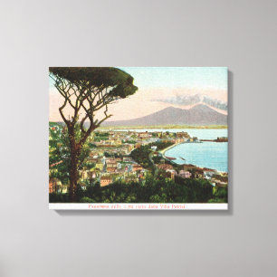 Vintageitalien, fjärd av Naples och Mount Vesuviu Canvastryck