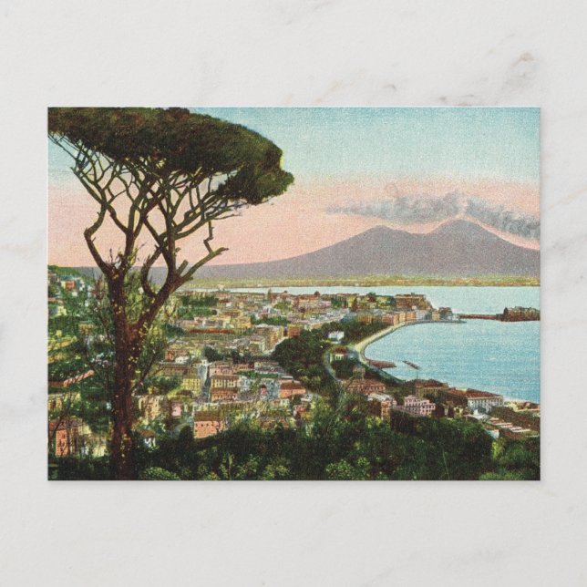 Vintageitalien, fjärd av Naples och Vesuvius Vykort (Framsida)