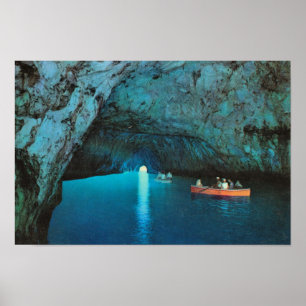 Vintageitalien, italien, Capri, blåttGrotto Poster