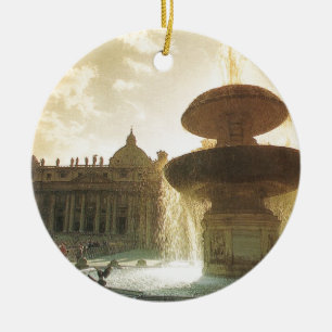 Vintageitalien, Rome, Vatican, St Peter Julgransprydnad Keramik