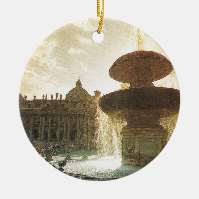Vintageitalien, Rome, Vatican, St Peter Julgransprydnad Keramik (Framsidan)