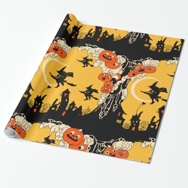 Vintagejacko Lanturns och flyghäxor Presentpapper (Utrullad)