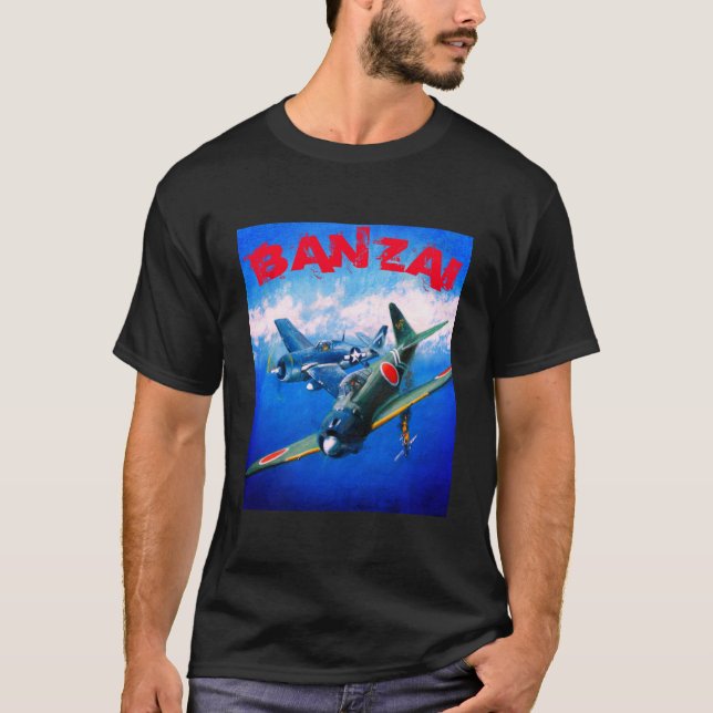 Vintagejapan nolla DogfightBANZAIT-tröja T Shirt (Framsida)