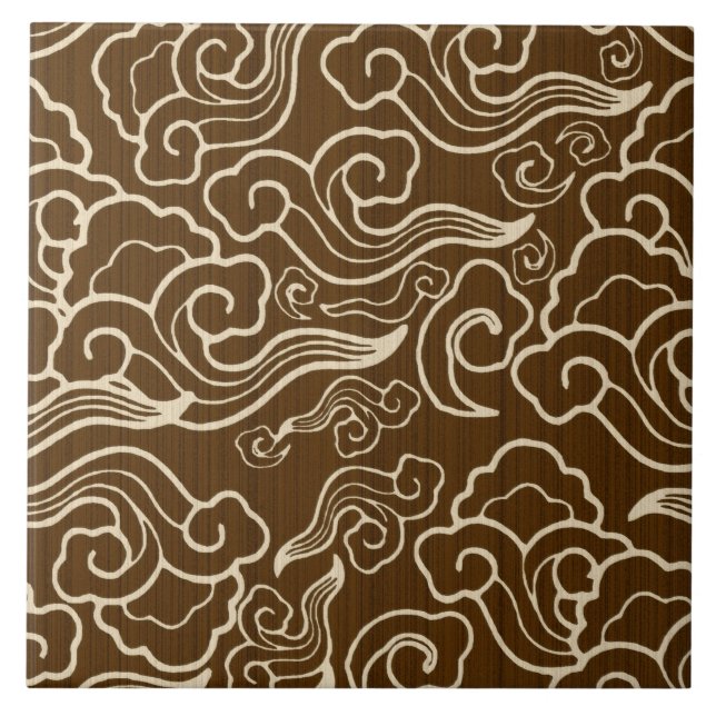 Vintagejapanmoln, choklad - brunt kakelplatta (Framsidan)