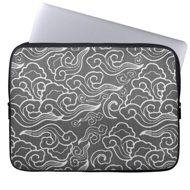 Vintagejapanmoln, silvergrått/grå färg laptop sleeve (Framsidan)