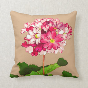 Vintagejapanvanlig hortensia. Rosor och grönt Kudde
