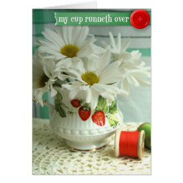 VintagejordgubbeVälsignelser "min kopp Runneth Hälsningskort