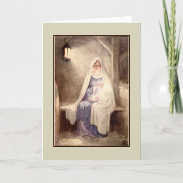 Vintagejul Jesus och Mary Helgkort (Framsida)